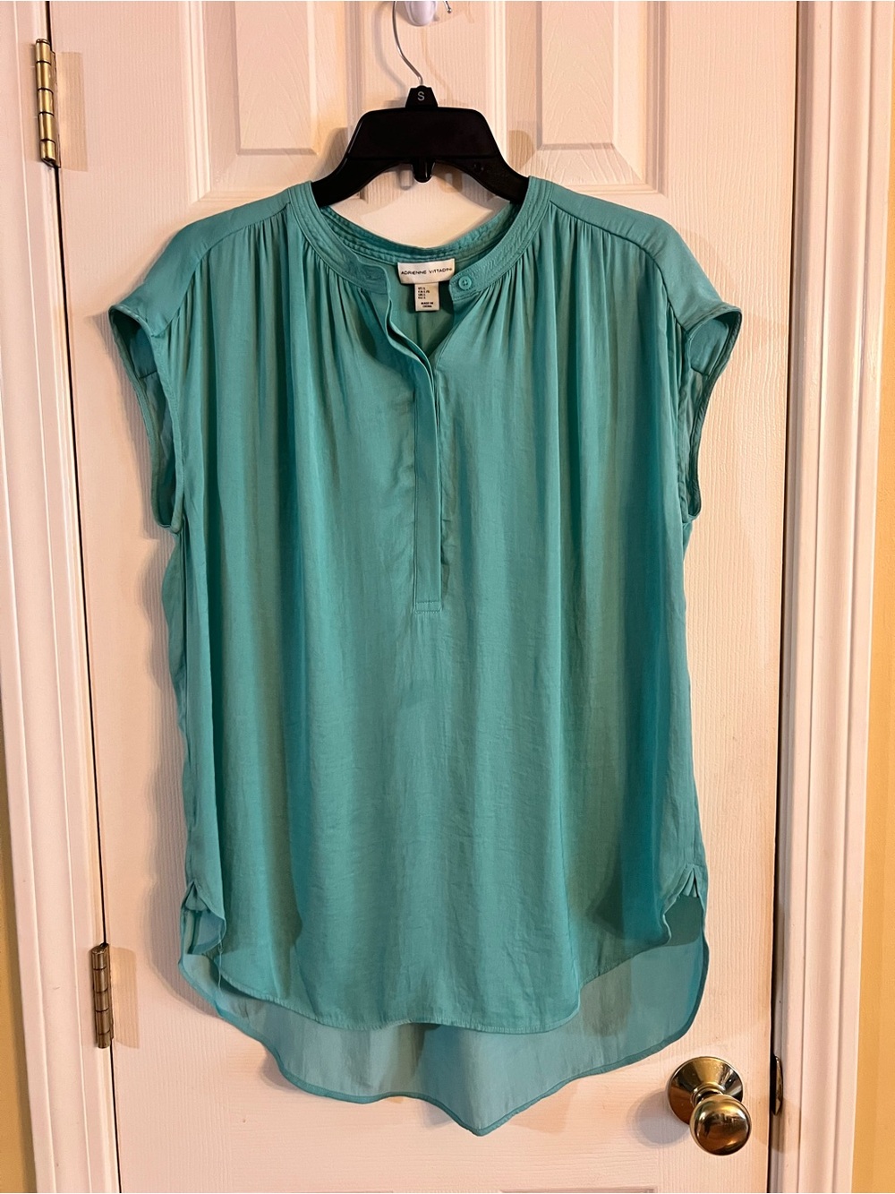 Adrienne Vittadini Teal Cap Sleeve Tunic Blouse
